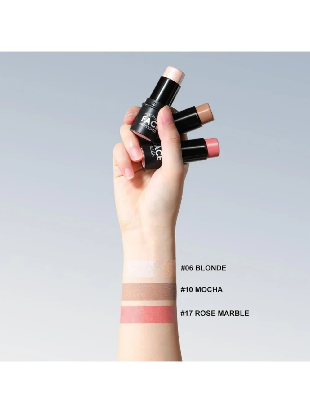 3 Pcs Cream Contour Sticks Set - Highlighter, Bronzer & Blush, Long-Wear Makeup